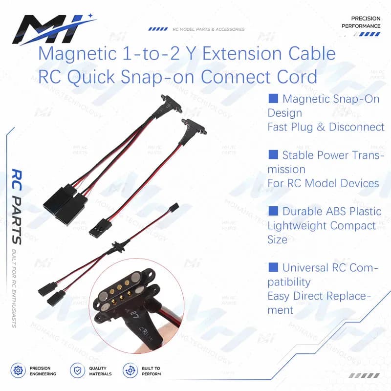 Magnetic 1-to-2 Y Extension Cable JR Plug Quick Disconnect for RC Car Drone Helicopter