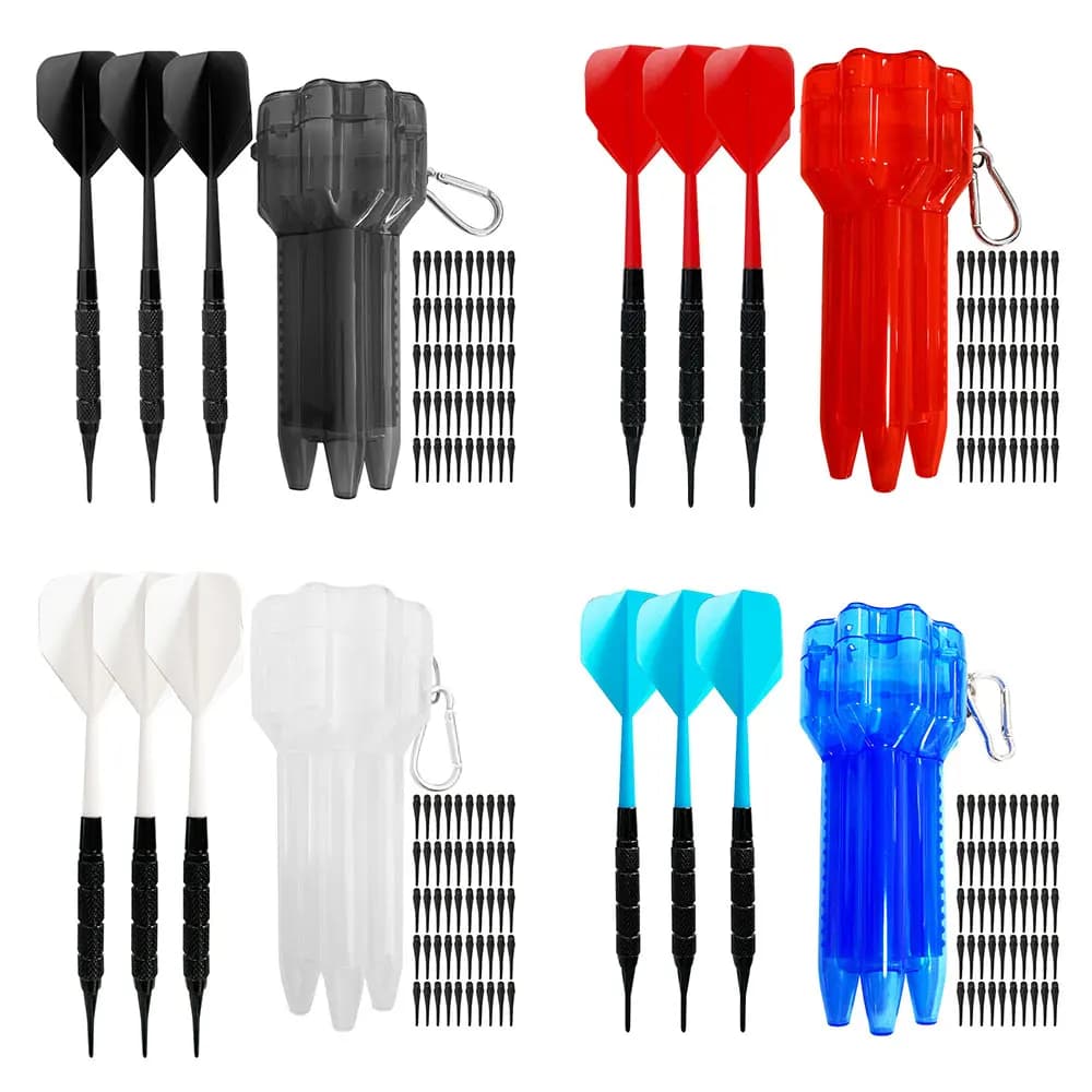 Set di freccette morbide WEDARTER (18 g) + custodia portatile + punte di ricambio + code monopezzo, set di freccette elettroniche professionali in plastica