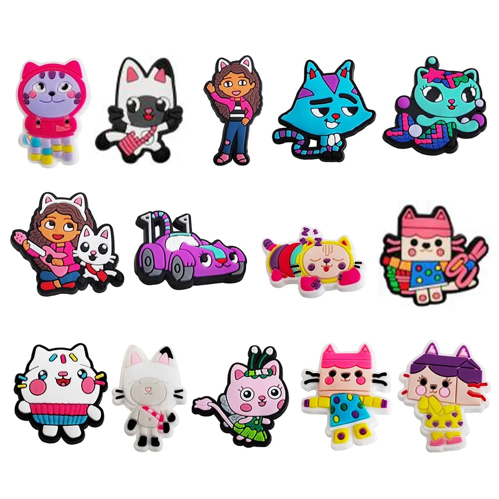 9-14Pcs Shoe Charms Cartoon Shoes Decoration Accessories Buckle DIY Clog Sandal Wristband Kids Party X-mas Gifts