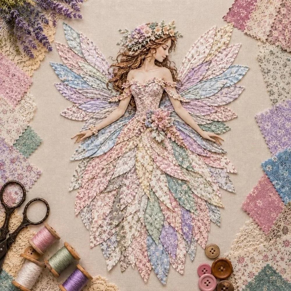 Handmade Patchwork Fairy Kit Pre Cut Fabric Step By Step Guide Fairy Sewing Kit Buttons Included Stuffing Included
