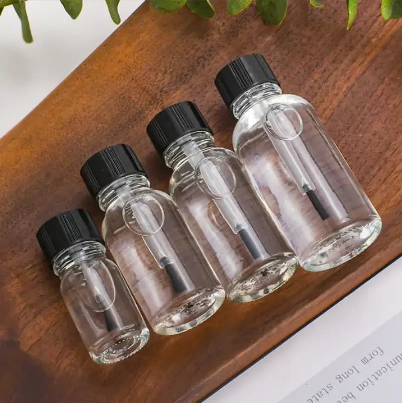 10 pezzi 5 ~ 100 ml bottiglie vuote per smalto in vetro ambrato contenitori per smalto cosmetico bottiglia per nail art con coperchio nero e pennello