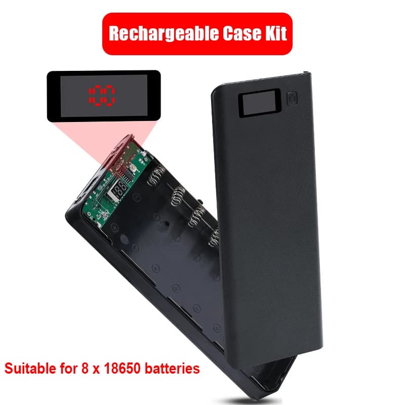 1PC DIY Shell 8*18650 Battery Power Bank Dual USB per la ricarica del telefono 18650 Scatola porta batterie senza batteria-F(x)