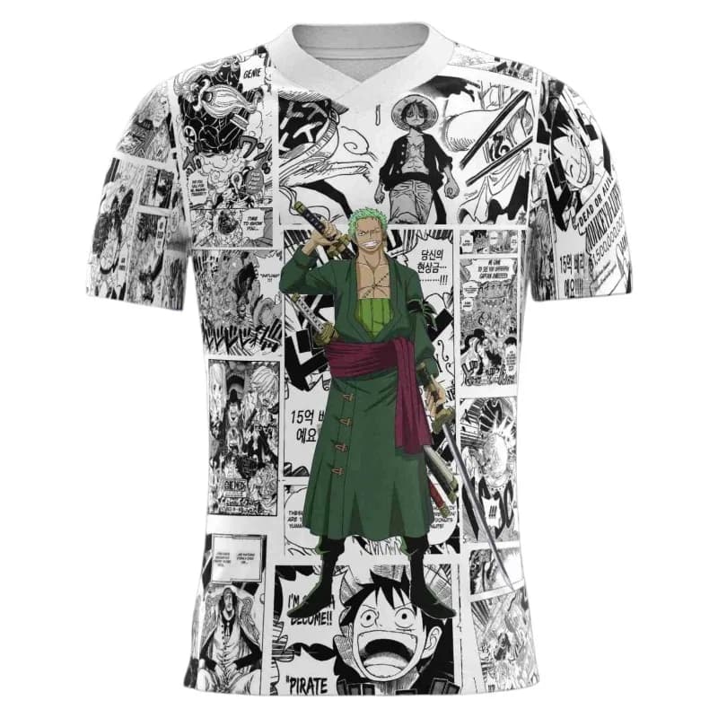 Nuova Maglietta da Uomo One Piece Roronoa Zoro Stile Manga con Stampa 3D, Scollo a V, Jersey Elegante Casual Sportivo per Appassionati di Anime, Top Y2k