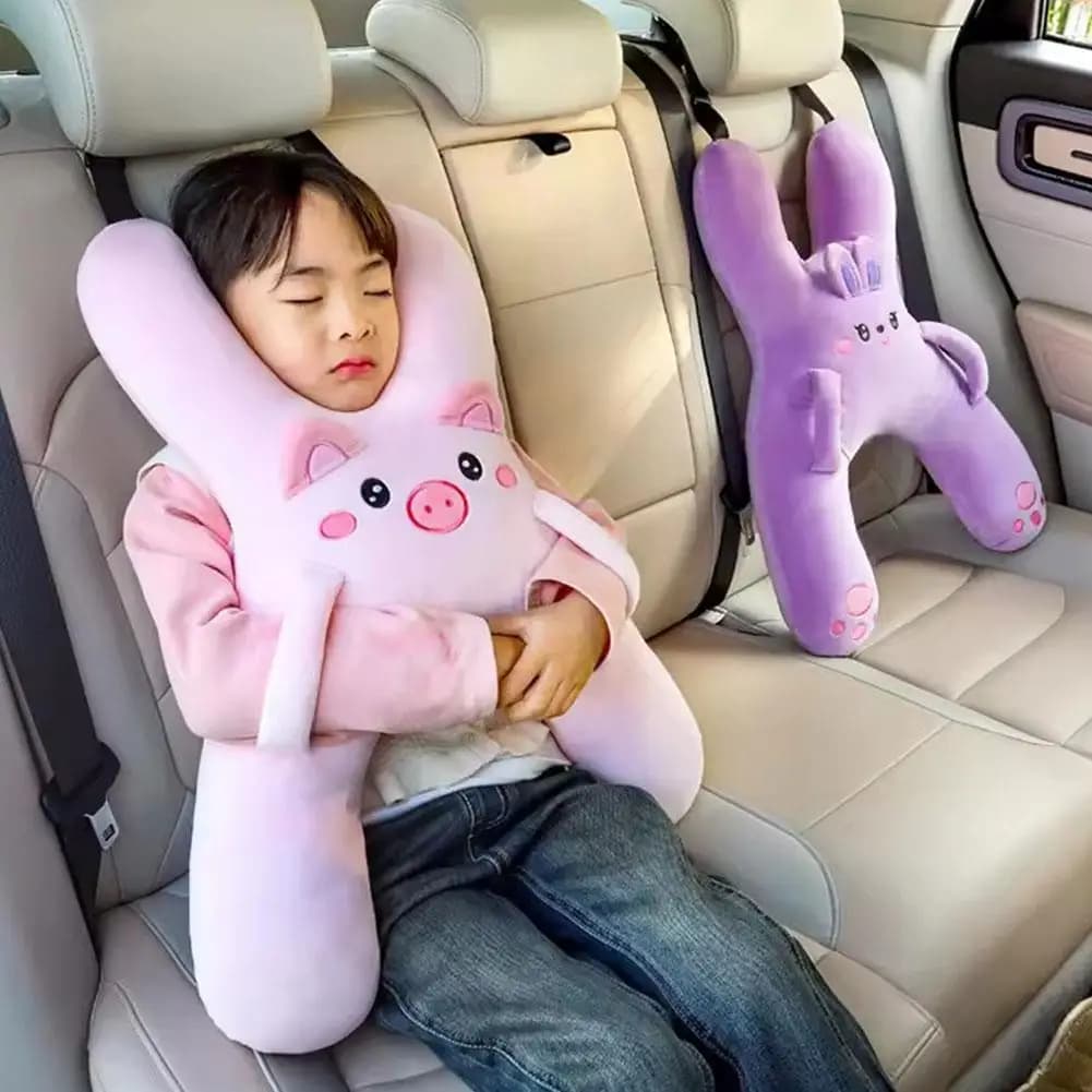 1PC montato su auto cuscino per dormire per bambini auto simpatico cartone animato cuscino per auto rimovibile comodo poggiatesta traspirante supporto lombare