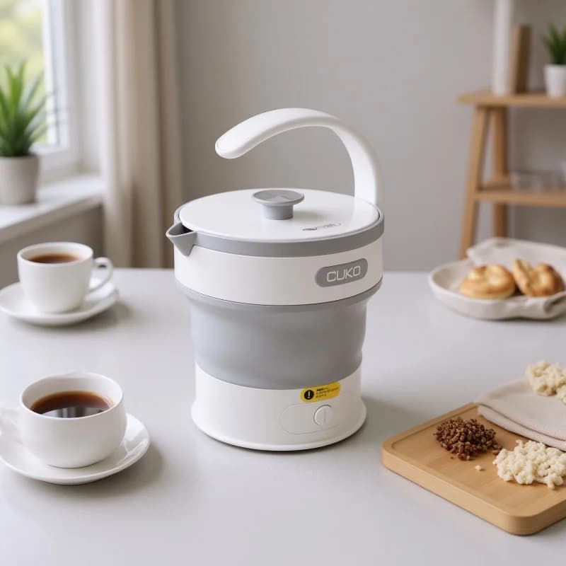 Bollitore Elettrico Pieghevole da 600W, Mini Bollitore da Viaggio Portatile con Piastra Riscaldante in Acciaio Inox 304