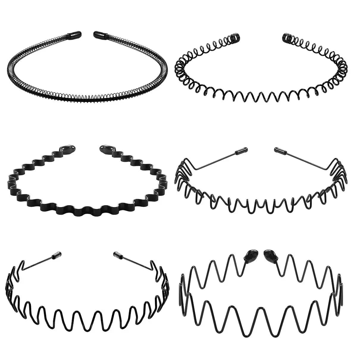 6 pezzi di fasce per capelli in metallo per uomo e donna, fasce per capelli alla moda, per sport all'aria aperta, antiscivolo, lisce, elastiche, con denti a pettine, accessori per capelli unisex