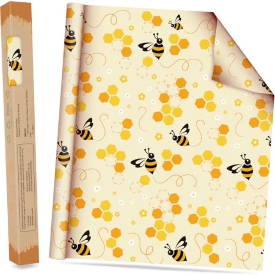 Beeswax Wraps for Food Roll 13x39inch,Organic Beeswax Wrap Beeswax Food Wraps Reusable Food Wrap Sustainable Beeswax Paper Bees