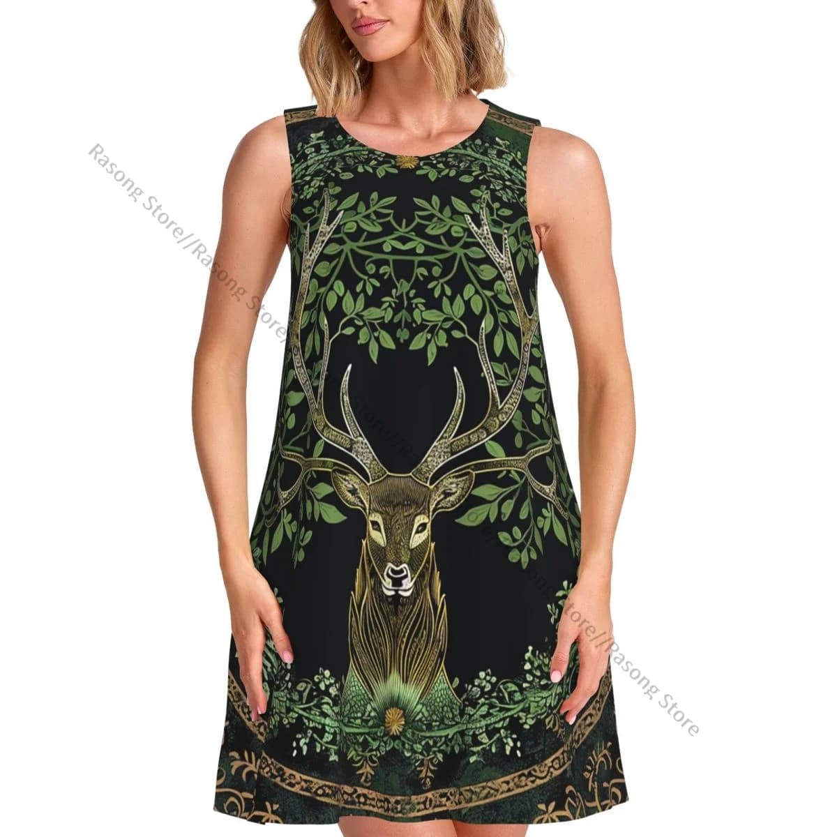 Abito estivo con gilet da donna, albero e vita in abiti femminili senza maniche nordici