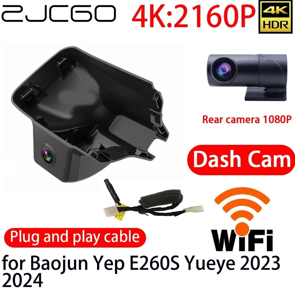 ZJCGO 4K DVR Dash Cam Wifi Front Camera Rear Monitor 24 Hours for Baojun Yep E260S Yueye 2023 2024