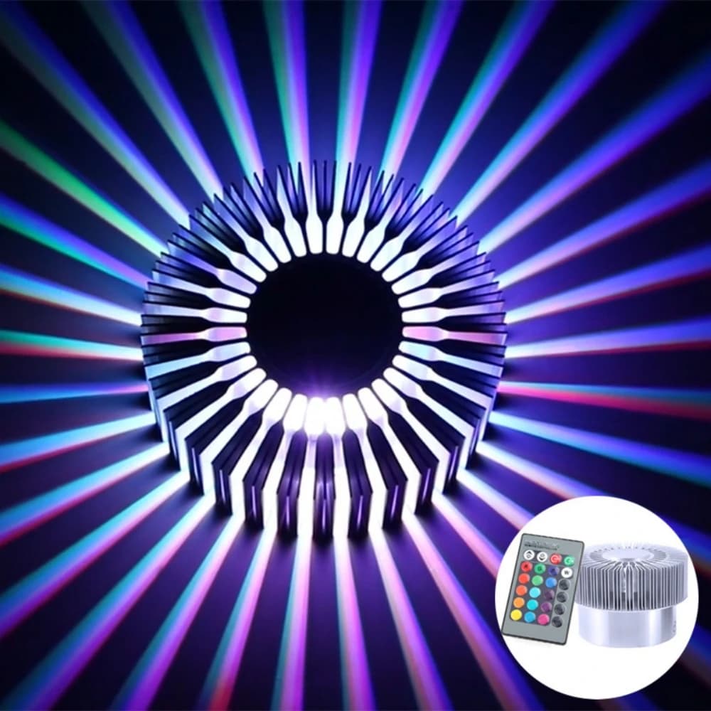 Lampada da parete girasole 3W AC85-220V Effetto RGB creativo Luci a LED per corridoio Superficie nascosta Installazione Raggi di proiezione per interni