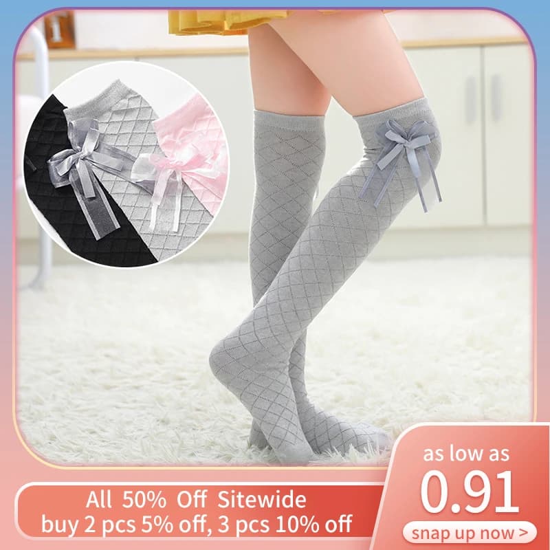 Calze estive per bambini calze lunghe Anti-zanzara per neonati in rete Solid Children Girl calze al ginocchio in cotone traspirante Baby Sokken Sox