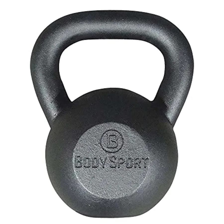 Kettlebell in Ghisa per Allenamenti a Casa e in Palestra - Attrezzatura da Allenamento Resistente in Nero con Impugnatura Liscia per un Efficace Potenziamento della Forza