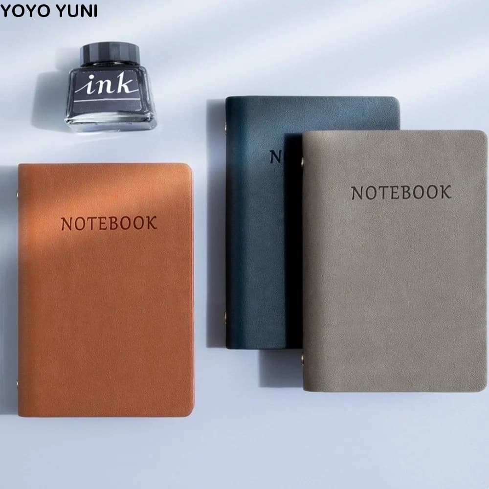 Memo Pads A7 Mini Notepad PU Leather Cover Spiral Bound Pocket Planner Loose-leaf Binder Record Book A7 Notebook Unisex Diary