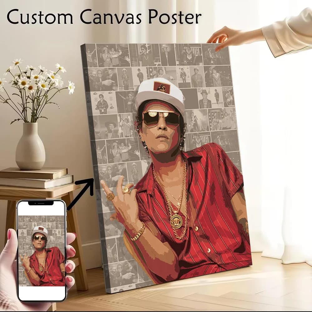 Bruno Mars Canvas Wall Art Poster Custom Wall Paintings Personalized Photo Printing for Specialty and Themed Home Decor Bedroom