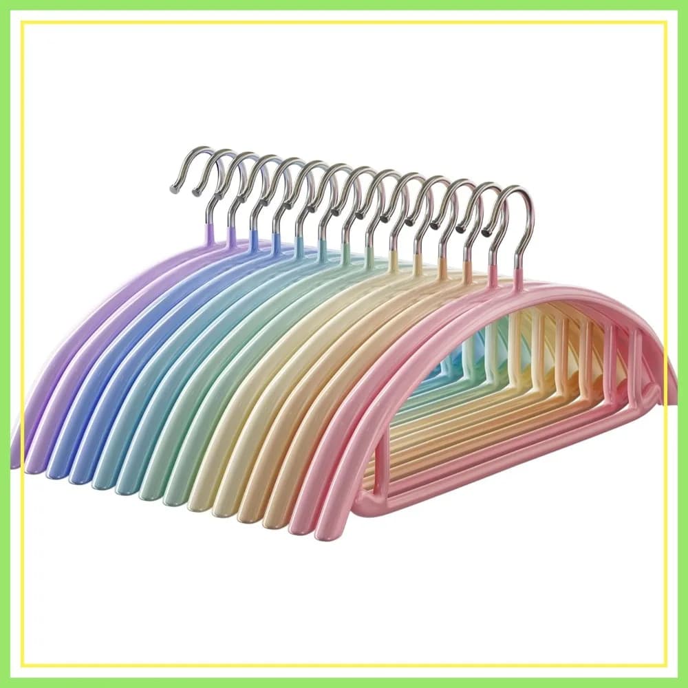 Appendiabiti in metallo resistente da 16,5 pollici, rivestiti in PVC antiscivolo, portano fino a 5 kg, con ganci integrati per camicie, pantaloni, cappotti
