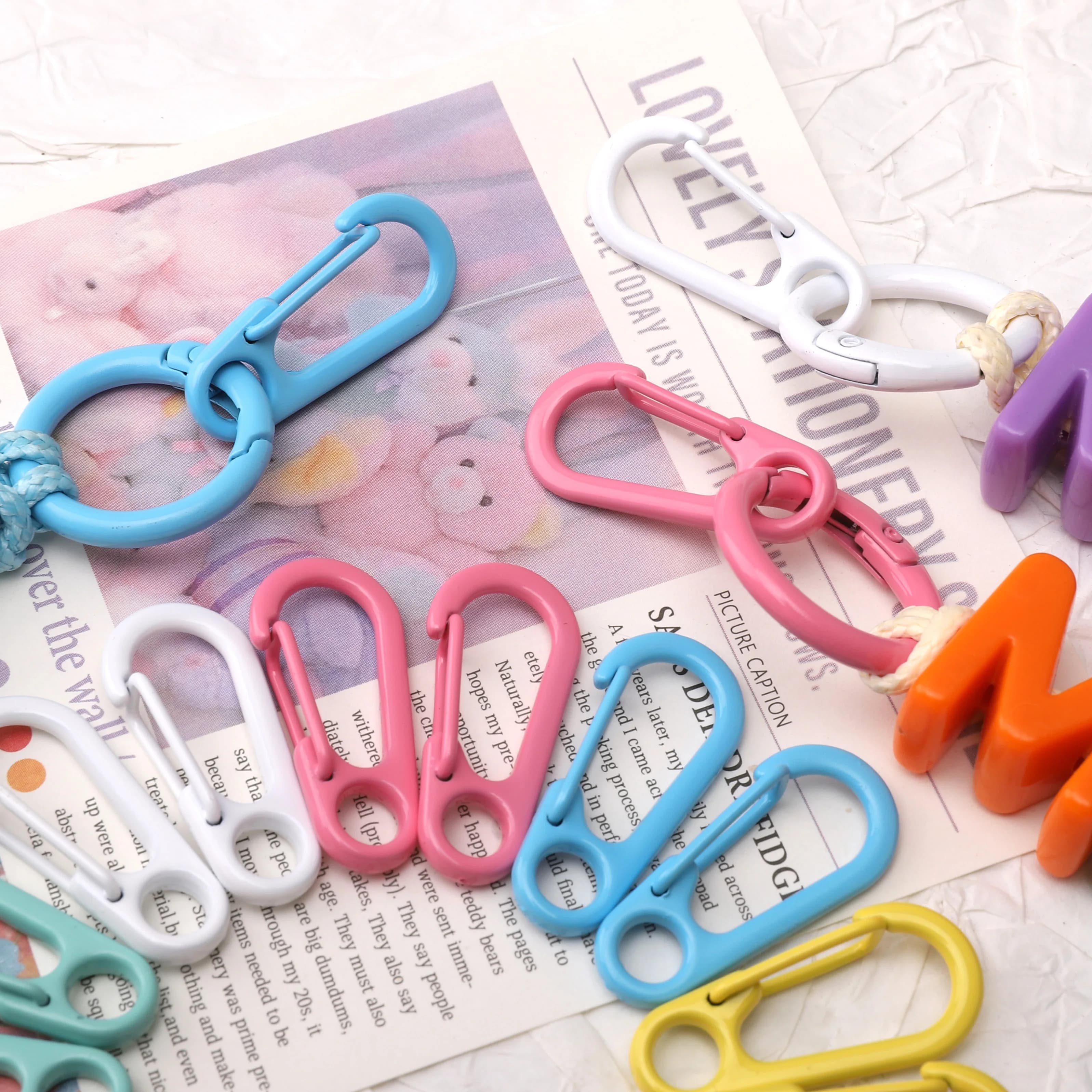 2pcs/pack Alloy Lobster Clasp Buckle Keyrings 14x31mm Multicolor Key Buckle For DIY Handmade Making Keychian Backpack Supplies