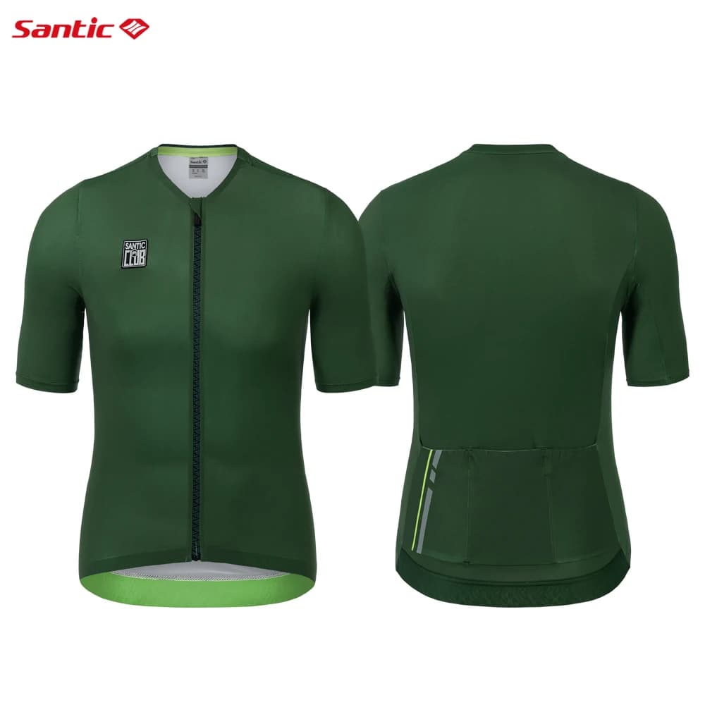 Santic Summer Men's cycling Jerseys Sweatshirt Short Sleeved Top with Pockets Quick Drying Breathable Reflective WM3C02224V