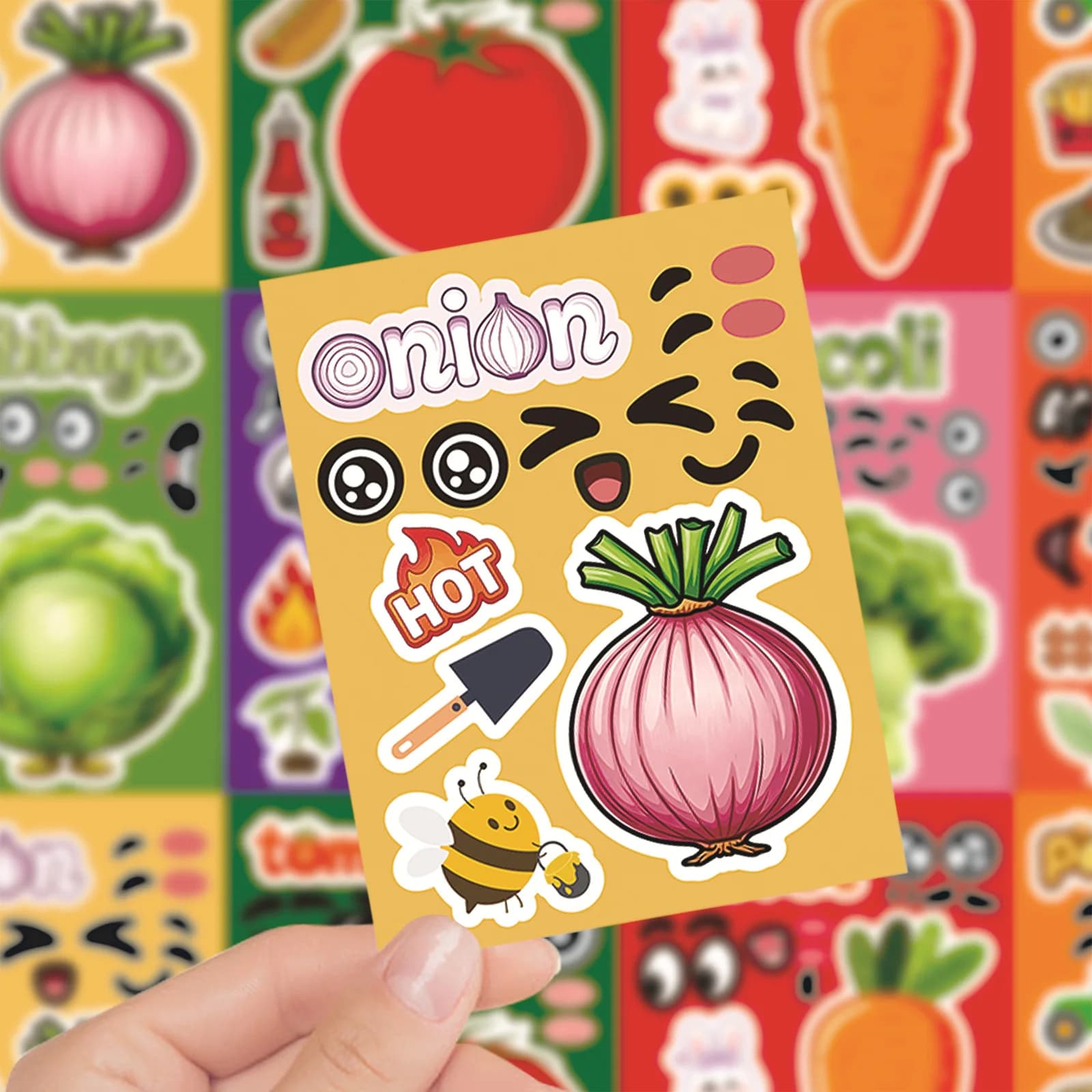 8/16 Fogli Adesivi Graffiti Puzzle con Verdure, Adorabili Adesivi Cartoon alla Moda per Telefono, Computer, Cancelleria, Giocattoli Fai-da-te, Segreti