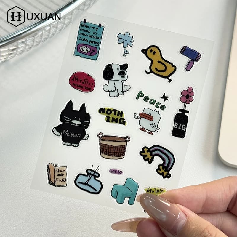 oWo Cartoon Jelly Sticker with cute INS puppy for laptop phone DIY