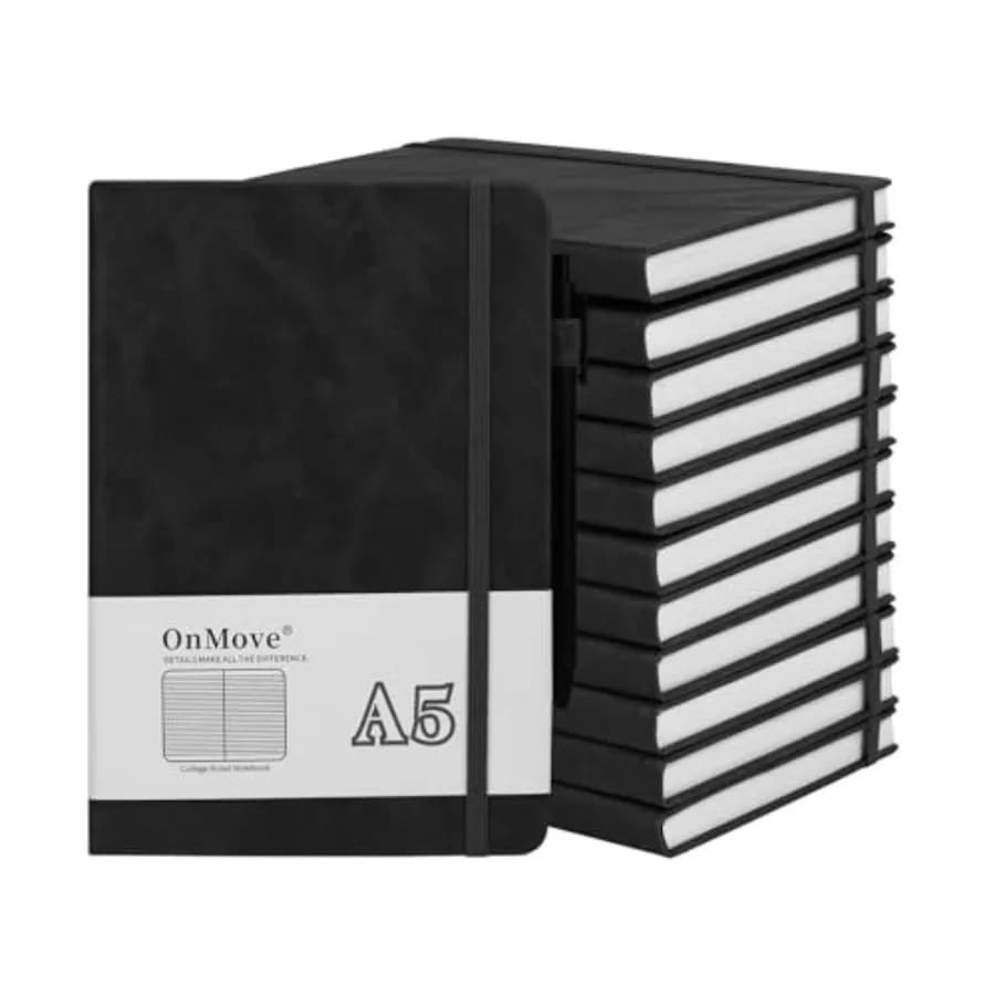 Notebooks Journal for Women Men 12 Pack Bulk Leather Hardcover with Pen Holder A5 160 Pages 100 GSM Thick Paper for Work School
