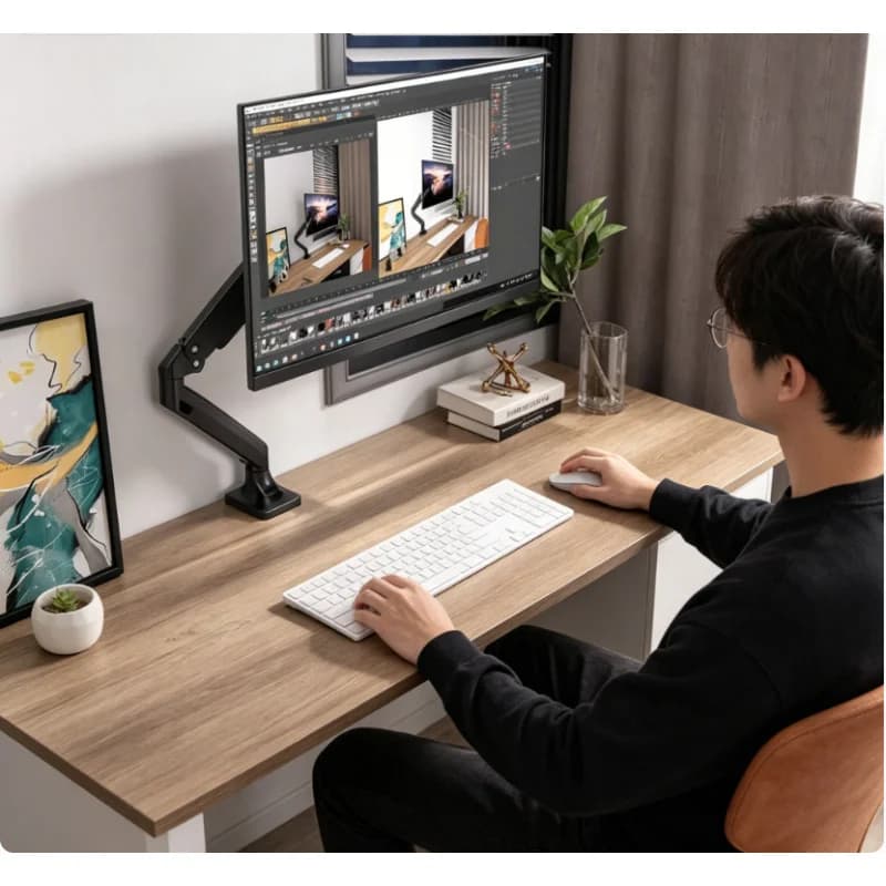 Supporto universale da scrivania per monitor singolo, supporto regolabile per schermo del computer, adatto per monitor da 32 pollici e 19,8 libbre, per casa e ufficio.