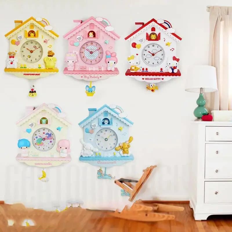 Orologio da Parete Cartoon Kawaii con Gattino, My Melody e Pompompurin, Decorazione Carina per Camera da Letto delle Ragazze, Idea Regalo di Compleanno