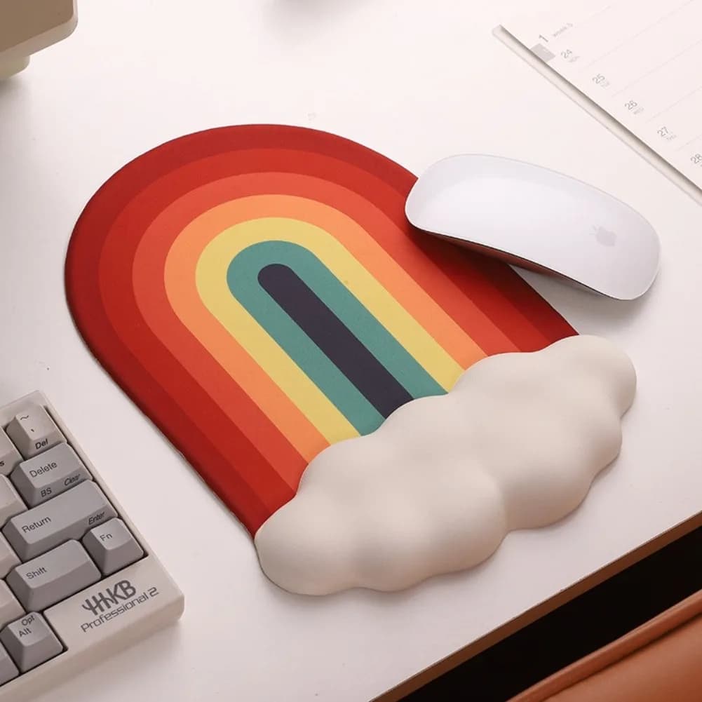 Tappetino per Mouse con Gradiente a Nuvola, Set Poggiapolsi Ergonomico in Silicone, Cuscino per Tastiera in Memory Foam, Lavabile e Antiscivolo per Ufficio