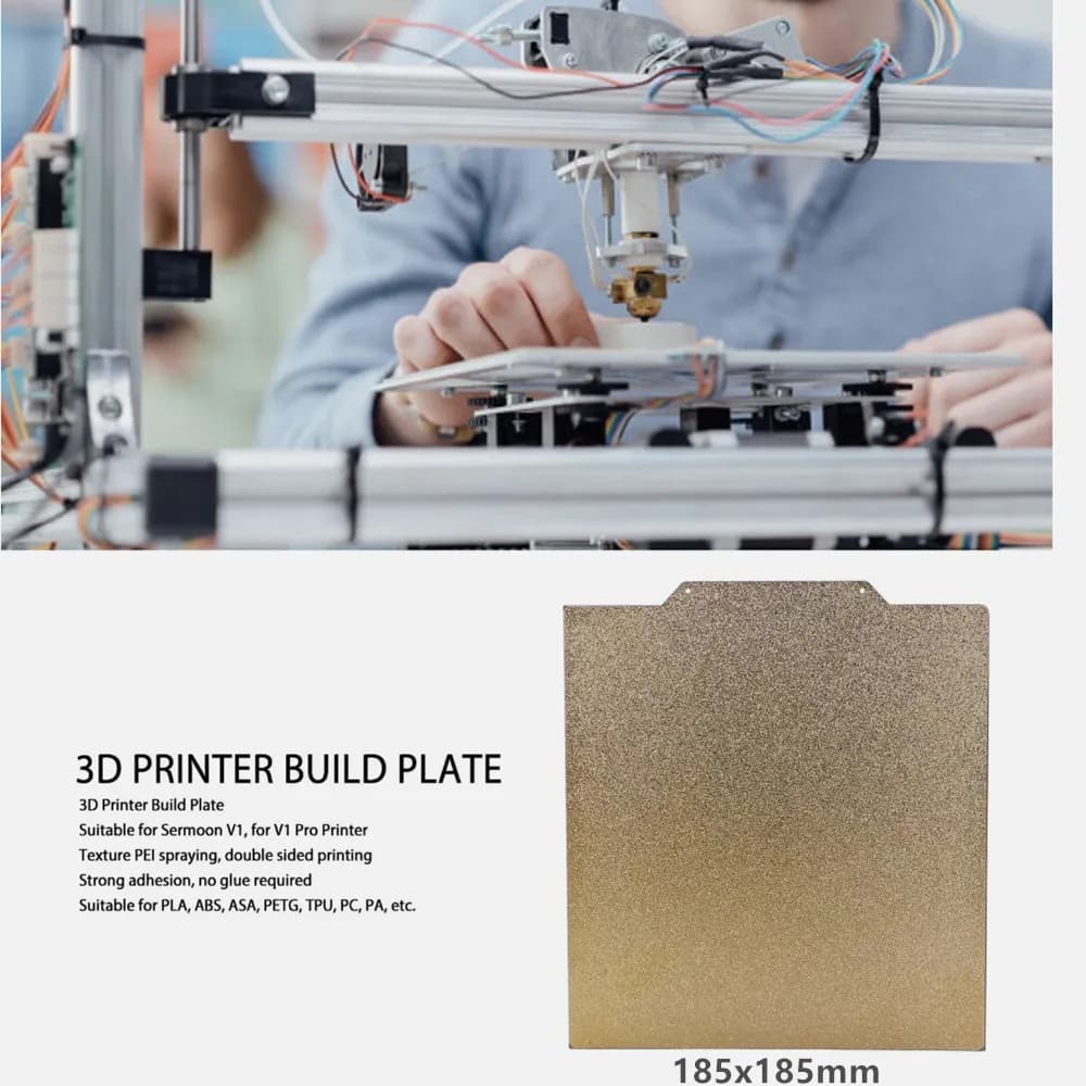 Piastra di stampa PEI testurizzata a doppia faccia per stampante 3D Sermoon V1, V1 Pro, lamiera in acciaio flessibile 185x185mm per QIDI X-Smart 3