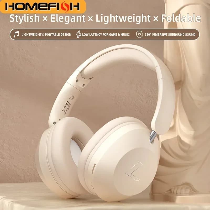 HOMEFISH SY-T4 Wireless Over-Ear BT5.3 Headphones with 40mm Hi-Fi Driver, 8 Reproduction hours, Foldable, Low Latency for Gaming and Travel