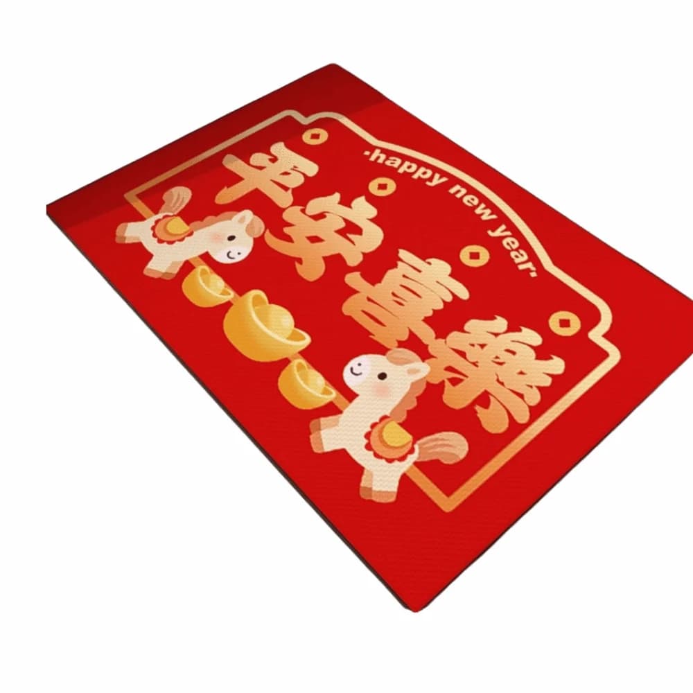 Cartoon Pattern Chinese New Year Door Mat Horse Pattern Non-slip Horse Year Floor Mat New Year Carpet 40*60cm
