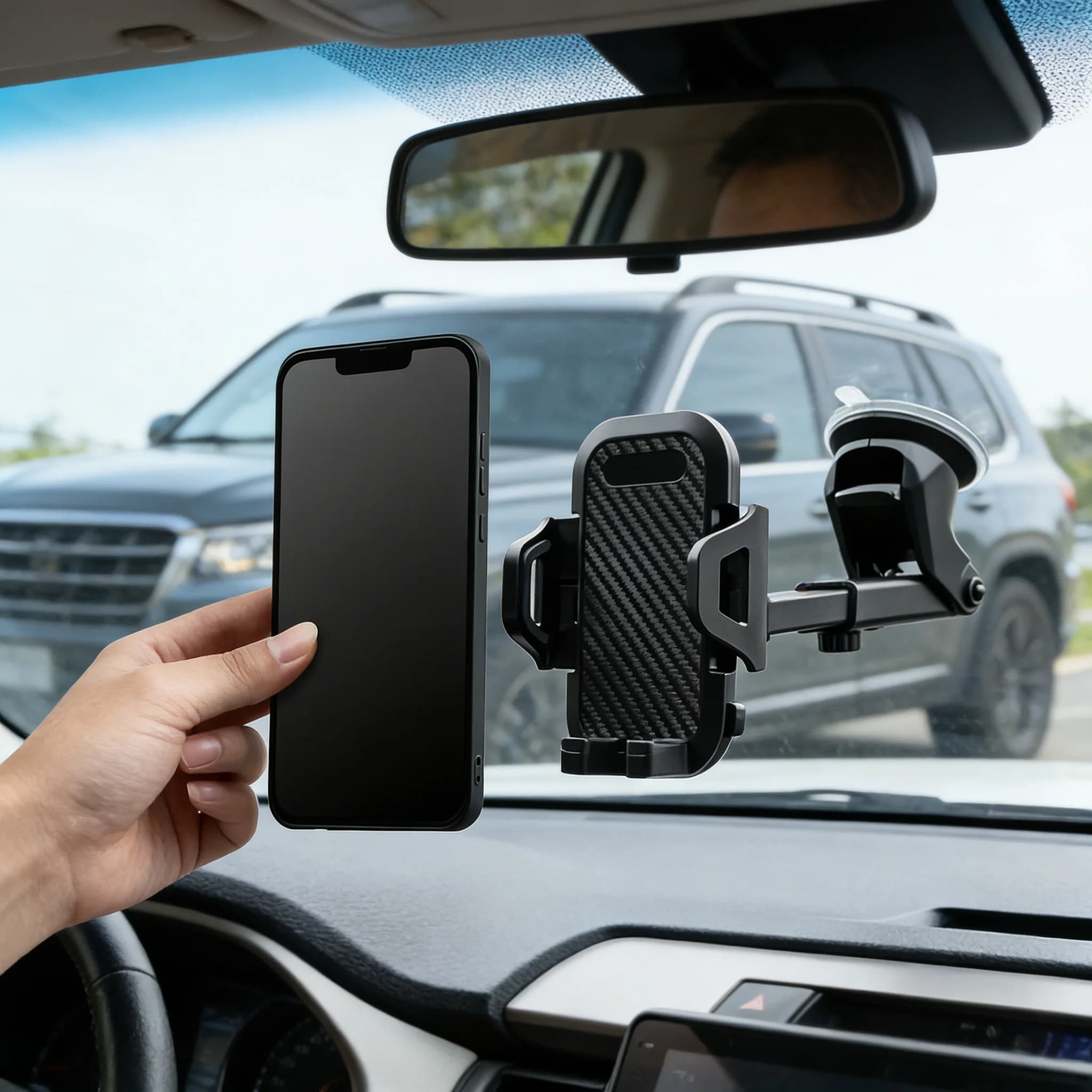 Supporto universale per telefono da auto 360 ° Supporto per cellulare da auto con ventosa rotante, stabile, per montaggio in auto