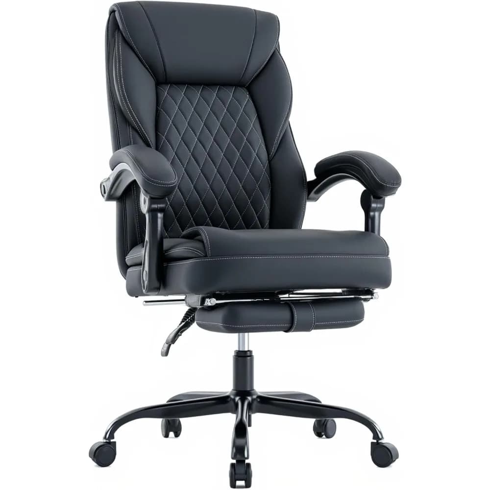 Sedia da ufficio direzionale grande e alta con poggiapiedi e tasche Scrivania ergonomica per computer da gioco per la casa Task Schienale alto in pelle PU Adju