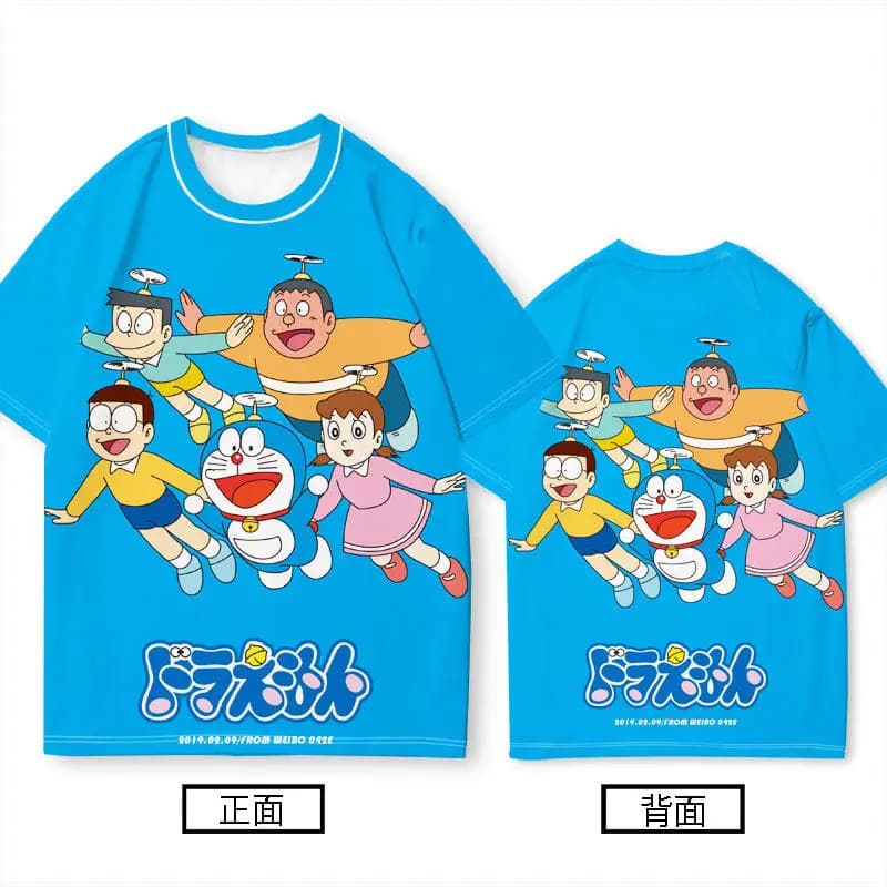 Bandai 2026 Nuova Collezione Estiva Doraemon Co-Branded Big Bear Robot Cat T-shirt Traspirante ad Asciugatura Rapida Comoda per Genitore e Figlio