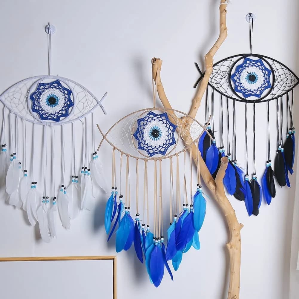 AB46-Evil Eye Dream Catchers For Bedroom Hand-Woven Macrame Dreamcatcher Wall Hanging Home Decor Good Luck Blessing Gift