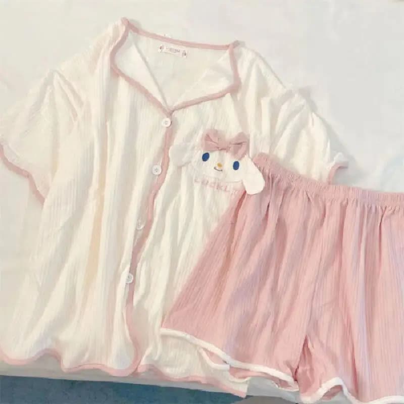 Pigiama 2026 Nuova Collezione Estiva Best-Seller Donna, Completo Corto Ricamato Cinnamoroll, Set Comodo per Casa