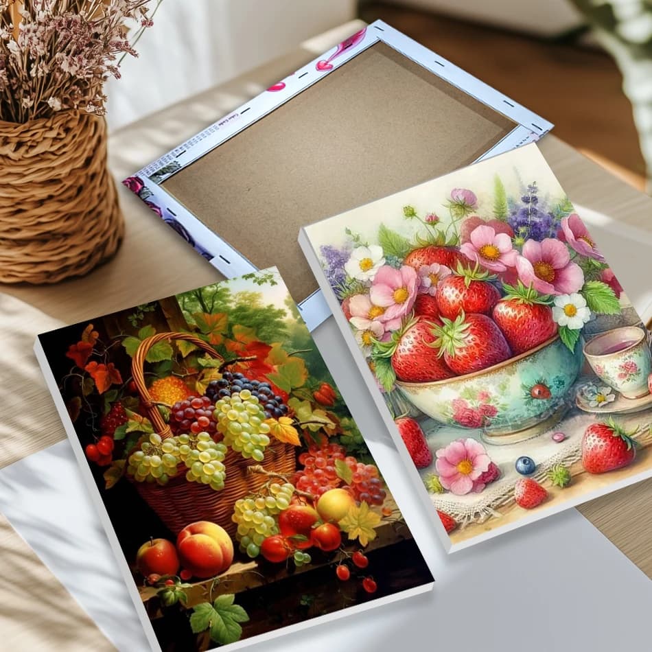 CHENISTORY Diamond Painting With Frame Cross Stitch Mosaic Full Grapes, strawberries, fruits Diamond Embroidery 5D DIY Home Dec