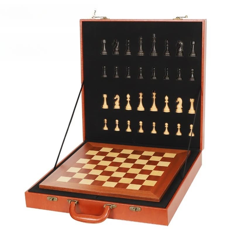 Luxury International Chess Set Gift Box Weighted Wood Grain Pieces Wooden Chessboard Deluxe Chess Set