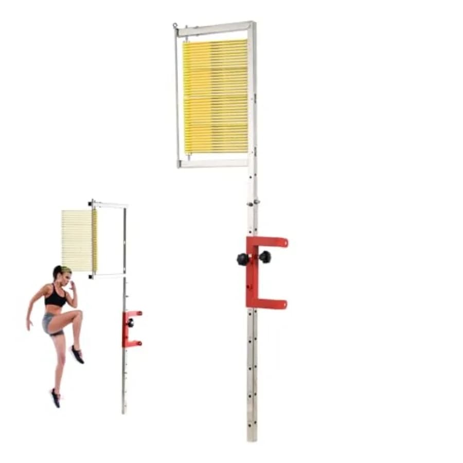 Tester per il salto verticale per allenamento di pallavolo e basket, palo in lega di alluminio da parete nero, misura 4,5-5,2 piedi, per salti da 4,5-5,2 piedi.