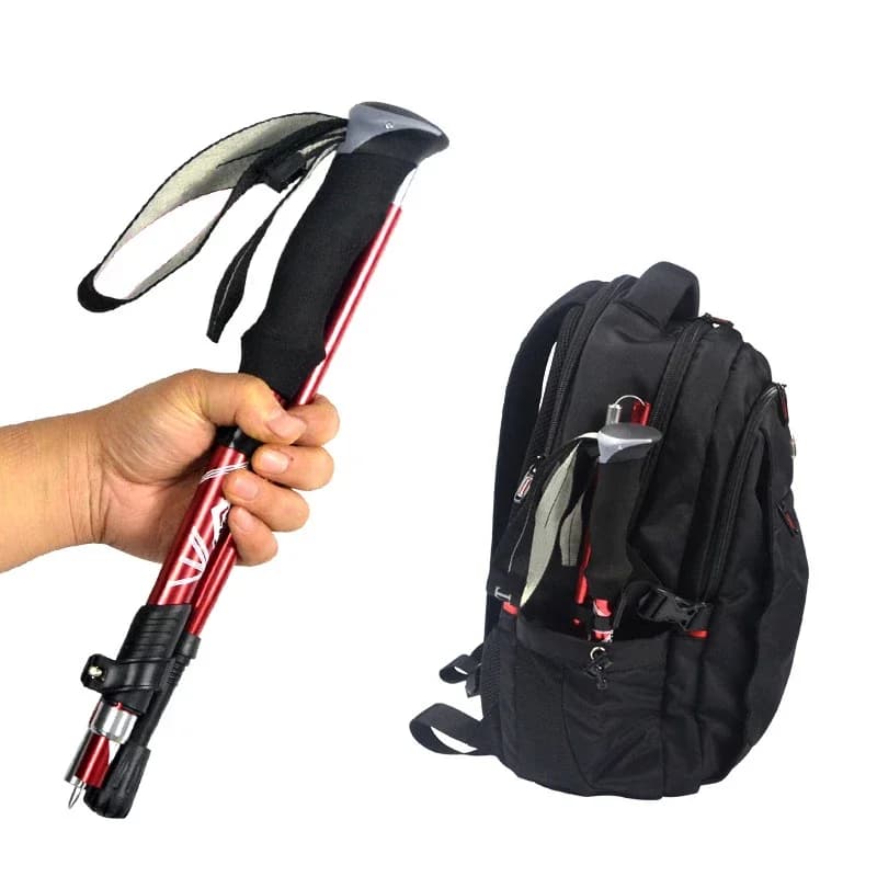 kkjoy 1 PCS Portable 5 Section Telescopic Trekking Pole Walking Stick for Camping Hiking Elderly Easy Carry Outdoor Foldable