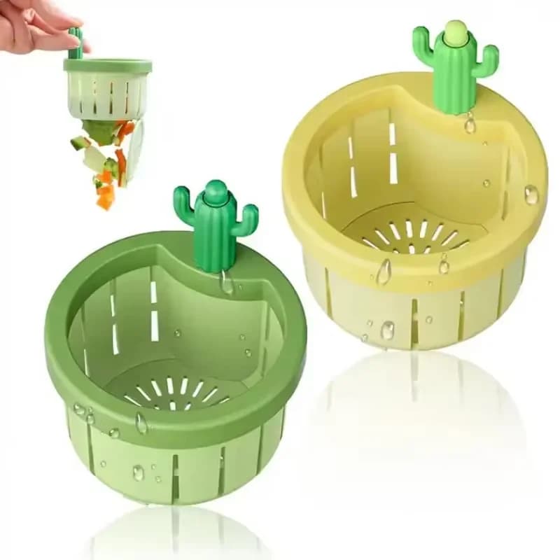 1 pz Filtro per scarico lavello a forma di cactus, cestello automatico a pressione, rete filtrante multifunzione per vasca e cucina, raccoglitore di rifiuti