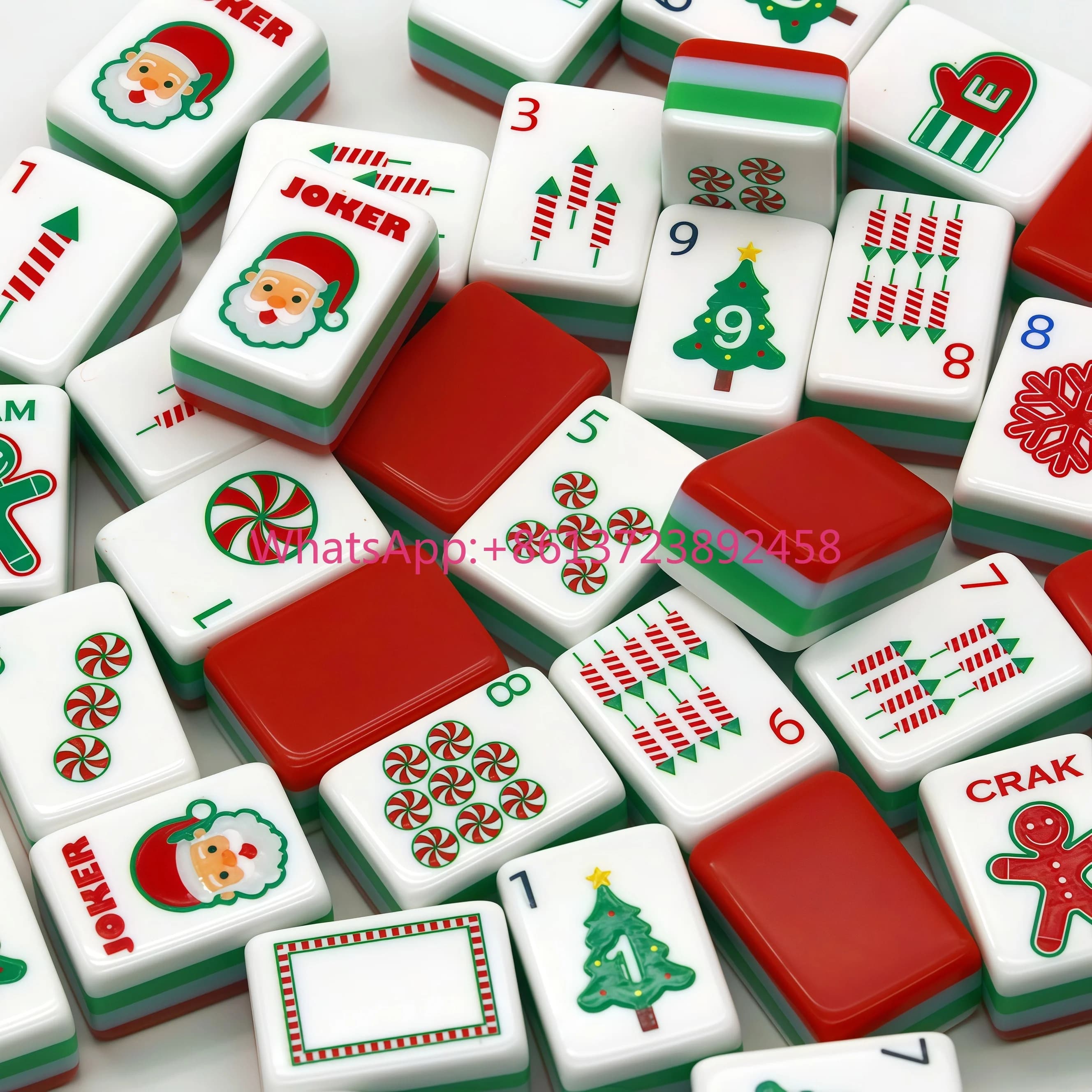 Christmas Edition Custom Modern Minimalist Cute Style Leopard Print Powder Acrylic Luxury Automatic Eco-Friendly Mahjong Tiles