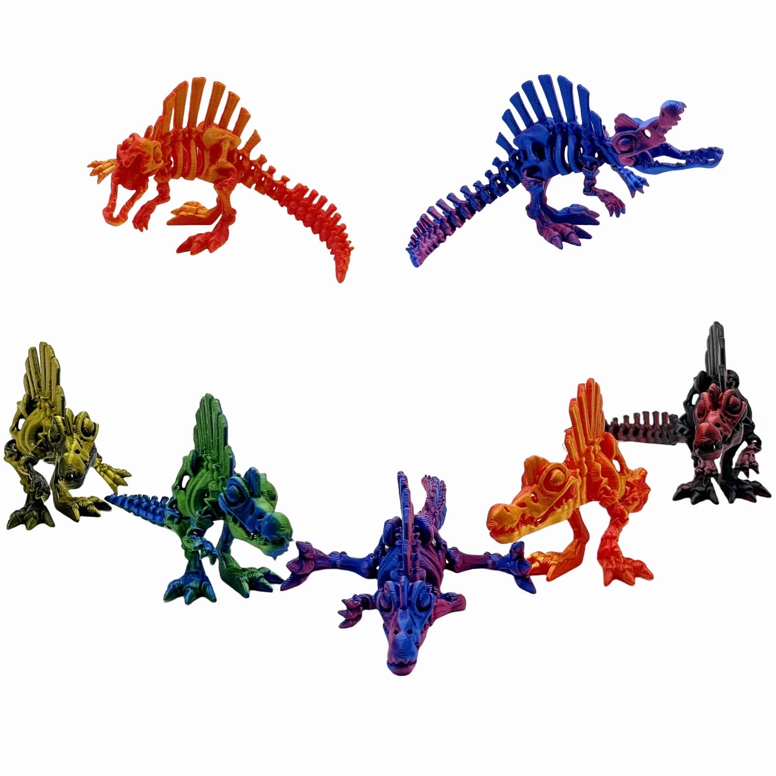 Set da 3/5 pezzi di Spinosaurus stampato in 3D da 15 cm, diversi colori, articolazioni mobili, può stare in piedi e sdraiato, per feste in casa e vacanze