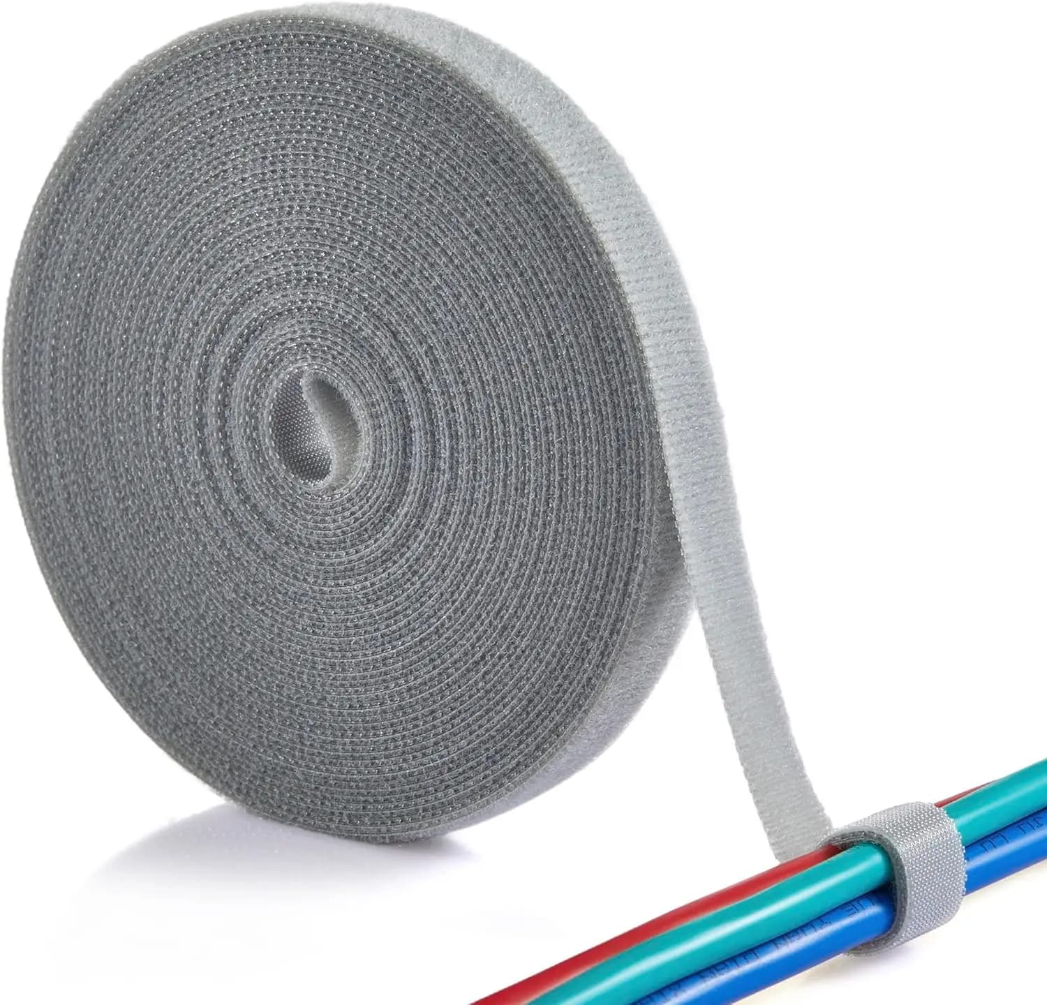 Nastro Adesivo con Ganci e Anelli Grigio 1/5/10M, Fascette Riutilizzabili Resistenti per Gestione Cavi e Organizzazione Fili