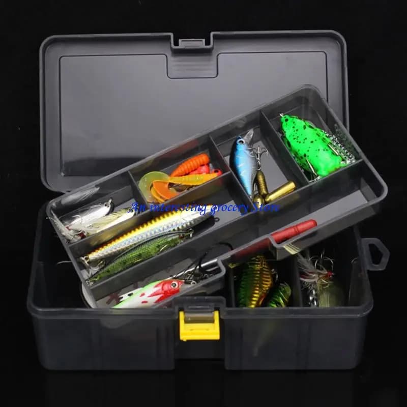 652D Double Layer Fishing Tackle Box Jig Head Spinner Hook Baits Tool Case Lures Hook Storage Organizers Easy to Use