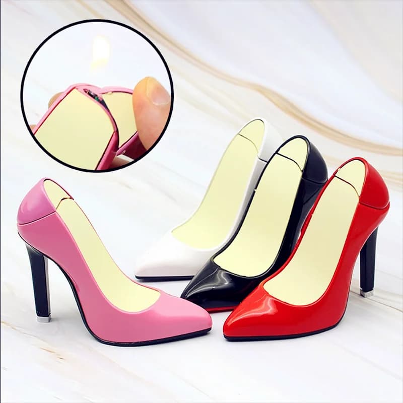Nuovo Accendino Creativo Personalizzato a Forma di Tacchi Alti, Fiamma Aperta, Antivento, a Butano, Accessorio per Fumatori, Regalo per Ragazze