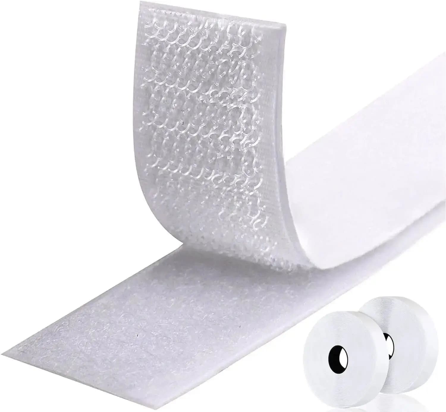 Strisce Adesive in Velcro Resistenti da 1/2/5 Metri con Colla, Nastri Biadesivi per Montaggio Fai-da-Te e Artigianato, 20-50mm, Bianche