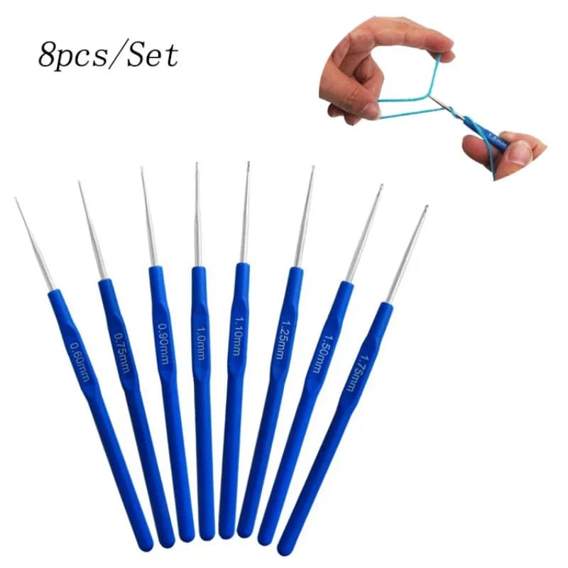 8 pz/set 0.6-1.75mm ferri da maglia uncinetti in metallo fai da te artigianale a mano piccolo uncinetto lana fine ferri da maglia accessori