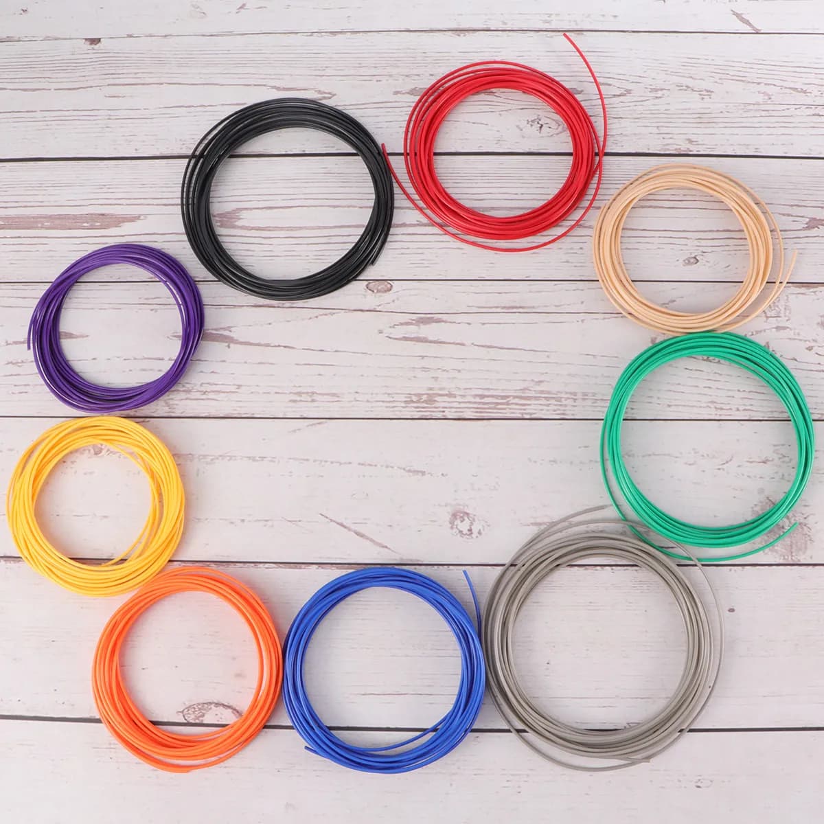 5 Pieces Filament PLA from 1,75 mm for 3D Printer, Colors Charging Black White Red Yellow, Resistant and Smooth for 3D Pen