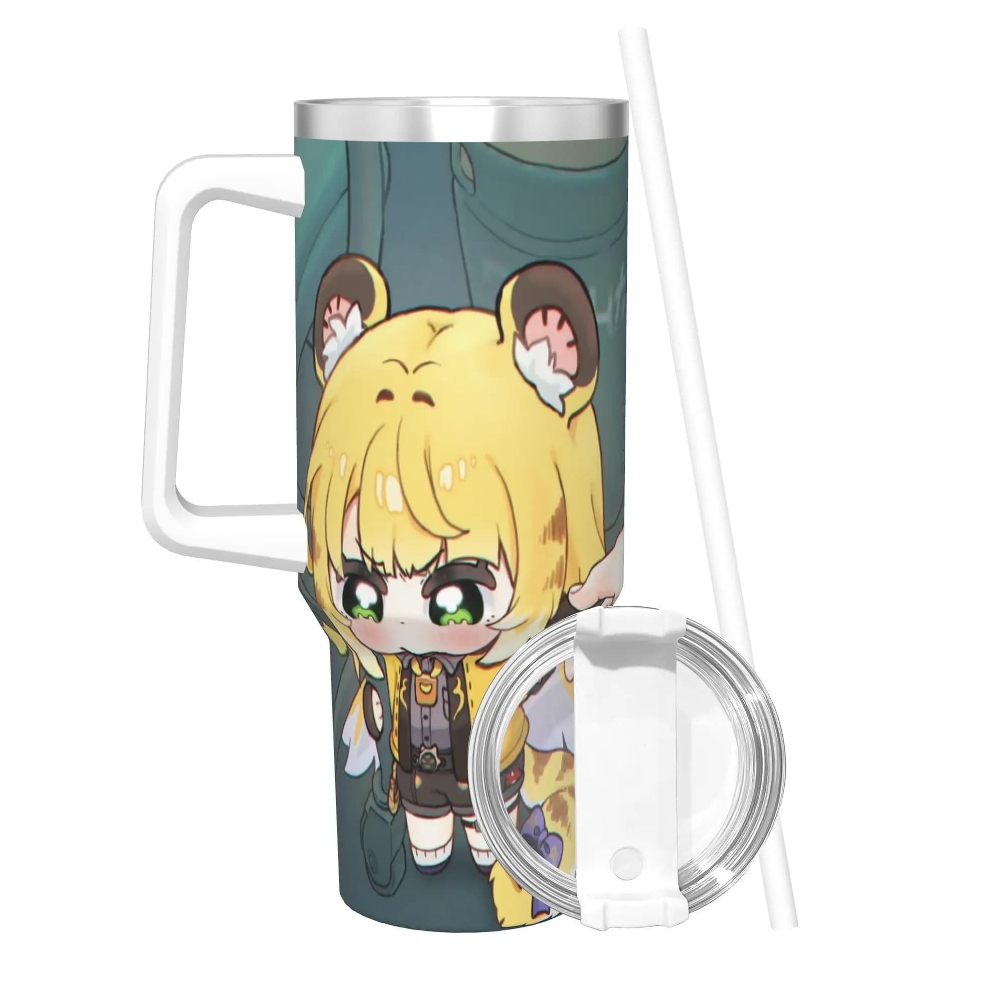 Tazza Termica Trickcal C-Chibi Go Games, Bicchiere Isolato Sottovuoto in Acciaio Inox a Doppia Parete, Bottiglia d'Acqua da 40oz