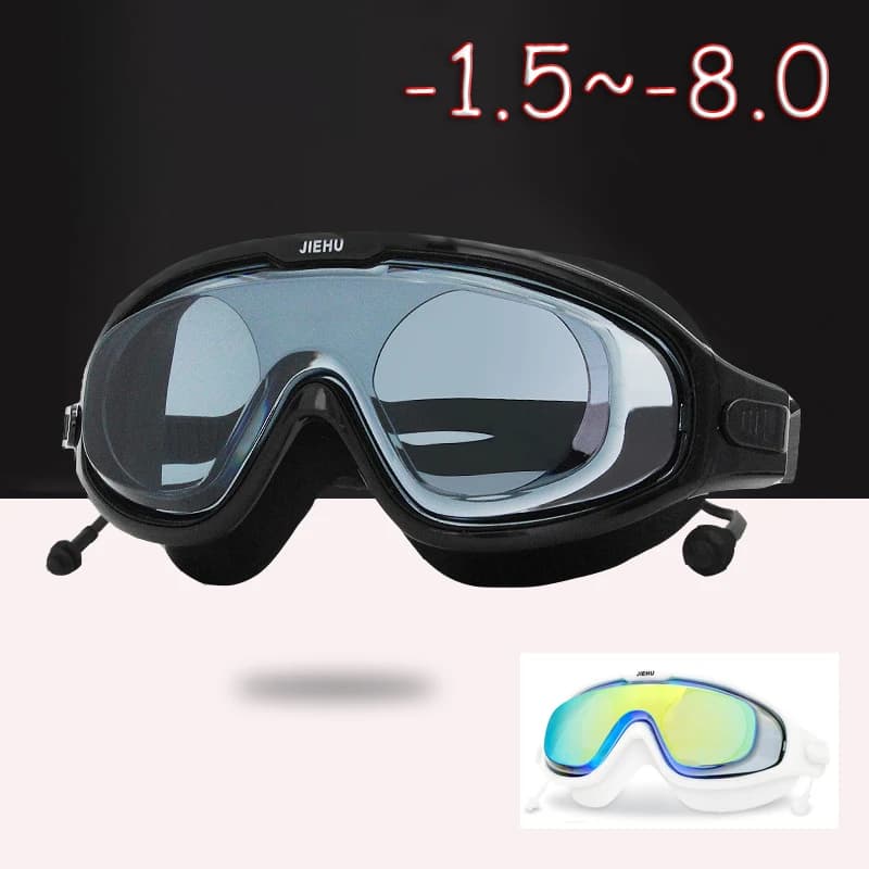 Women's Swim Glasses Swimwear Anti-fog Adult Swim Glasses in Transparent or Electrolytic Silicone from 1.5 to 8 Myopia